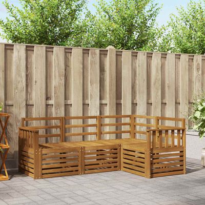 Set divani 4 pcs Naturale Legno di Acacia Massello vidaXL