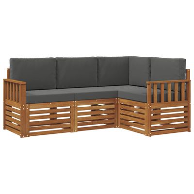 Set divani 4 pcs Naturale e Antracite Legno di Acacia Massello vidaXL