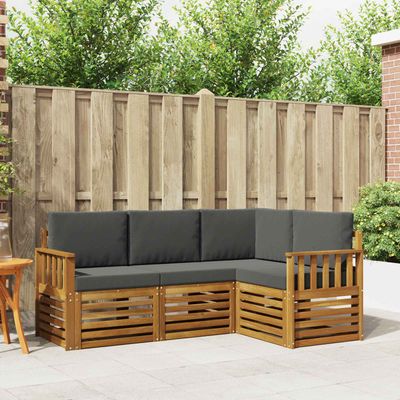 Set divani 4 pcs Naturale e Antracite Legno di Acacia Massello vidaXL Set divani 4 pcs Naturale e Antracite Legno di Acacia Massello vidaXL