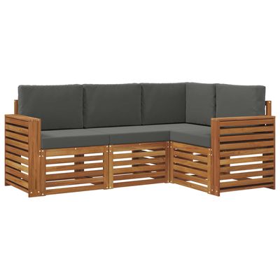 Set divani 4 pcs Naturale e Antracite Legno di Acacia Massello vidaXL
