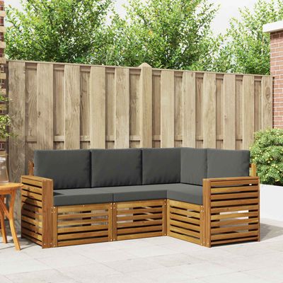 Set divani 4 pcs Naturale e Antracite Legno di Acacia Massello vidaXL