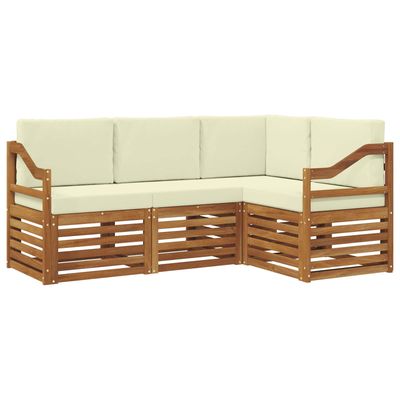 Set divani 4 pcs Naturale e Crema Legno di Acacia Massello vidaXL