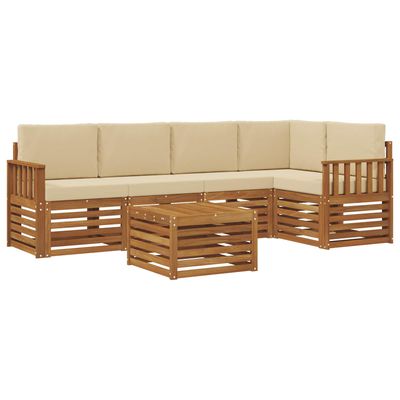 Set divano sezionale con cuscino 6 pcs Naturale e Beige vidaXL