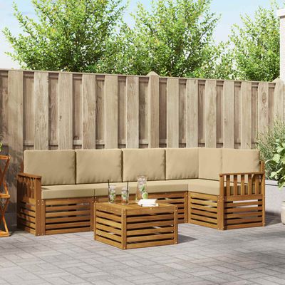 Set divano sezionale con cuscino 6 pcs Naturale e Beige vidaXL