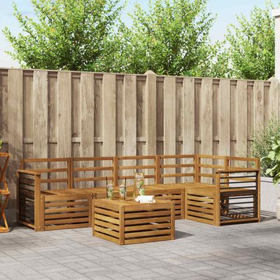 Set divano sezionale 6 pcs Naturale Legno di Acacia Massello vidaXL