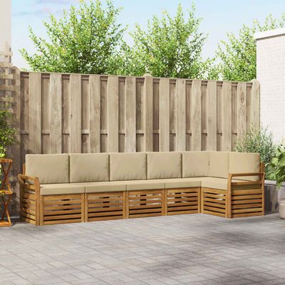 Set divano sezionale con cuscino 6 pcs Naturale e Beige vidaXL