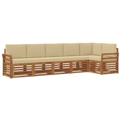 Set divano sezionale con cuscino 6 pcs Naturale e Beige vidaXL