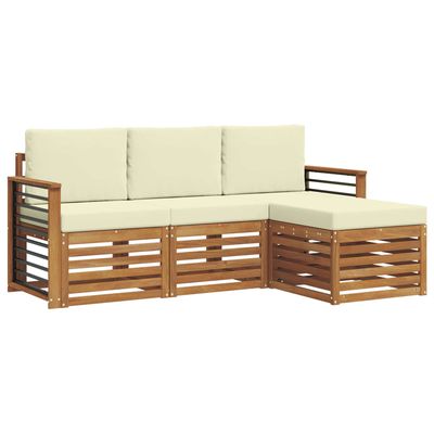 Set di divani da esterno con cuscino 4 pcs Naturale e Crema vidaXL