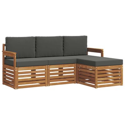 Set di divani da esterno con cuscino 4 pcs Naturale e Antracite vidaXL
