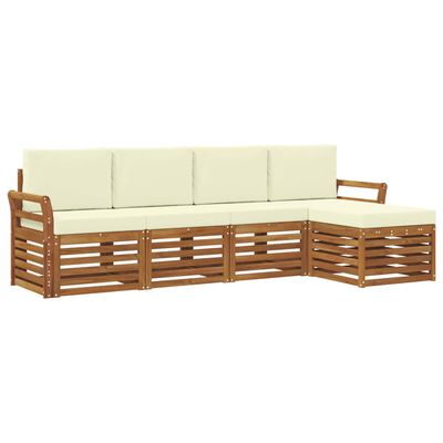 Set di divani da esterno con cuscino 5 pcs Naturale e Crema vidaXL