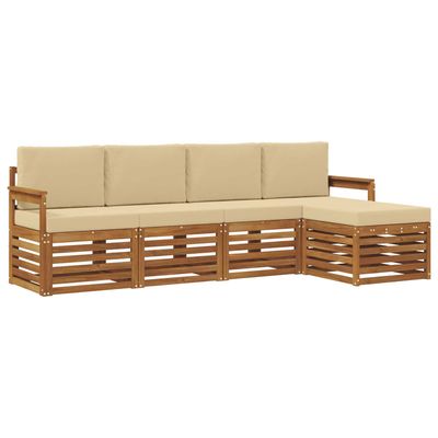Set di divani da esterno con cuscino 5 pcs Naturale e Beige vidaXL