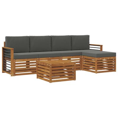 Set di divani da esterno con cuscino 6 pcs Naturale e Antracite vidaXL