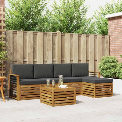 Set di divani da esterno con cuscino 6 pcs Naturale e Antracite vidaXL