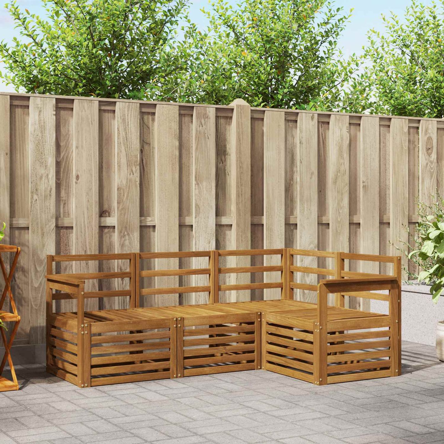 Set divani 4 pcs Naturale Legno di Acacia Massello vidaXL
