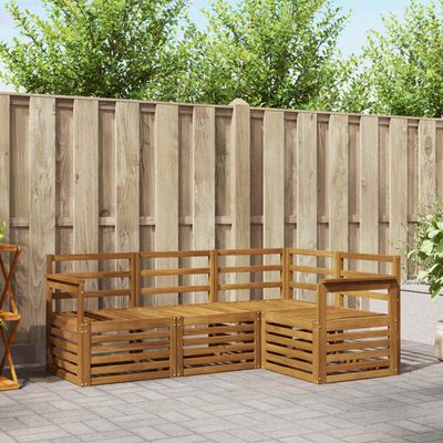 Set divani 4 pcs Naturale Legno di Acacia Massello vidaXL