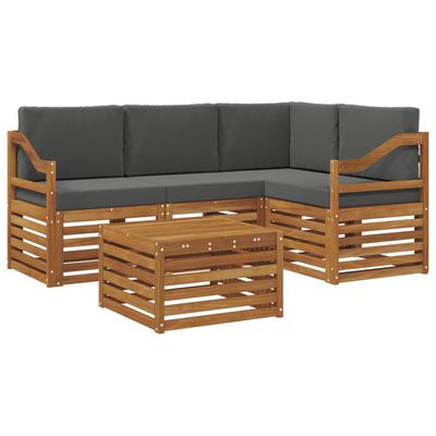 Set di divani da esterno con cuscino 5 pcs Naturale e Antracite vidaXL
