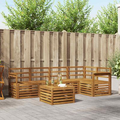 Set divano sezionale 6 pcs Naturale Legno di Acacia Massello vidaXL