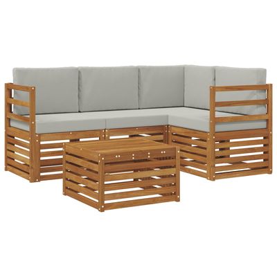 Set di divani da esterno 5 pcs Grigio Naturale e Chiaro vidaXL