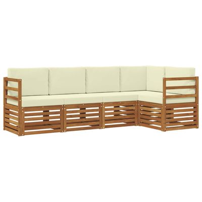 Set divano sezionale con cuscino 5 pcs Naturale e Crema vidaXL