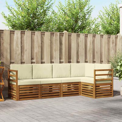 Set divano sezionale con cuscino 5 pcs Naturale e Crema vidaXL