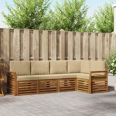 Set divano sezionale con cuscino 5 pcs Naturale e Beige vidaXL