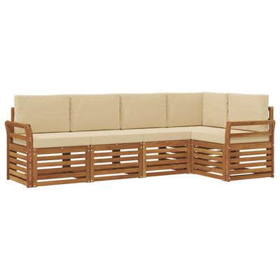 Set divano sezionale con cuscino 5 pcs Naturale e Beige vidaXL