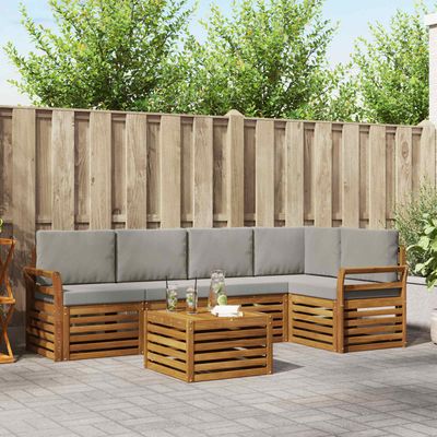 Set divano sezionale con cuscino 6 pcs Grigio Naturale e Chiaro vidaXL Set divano sezionale con cuscino 6 pcs Grigio Naturale e Chiaro vidaXL
