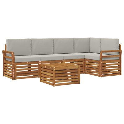 Set divano sezionale con cuscino 6 pcs Grigio Naturale e Chiaro vidaXL