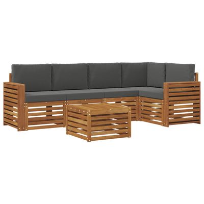 Set divano sezionale con cuscino 6 pcs Naturale e Antracite vidaXL