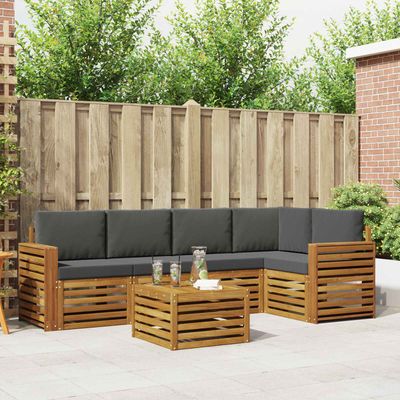 Set divano sezionale con cuscino 6 pcs Naturale e Antracite vidaXL