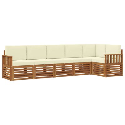 Set divano sezionale con cuscino 6 pcs Naturale e Crema vidaXL