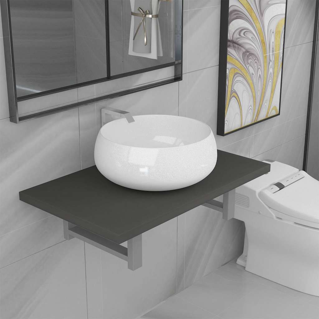Set Mobili da Bagno 2 pz Ceramica Grigio vidaXL