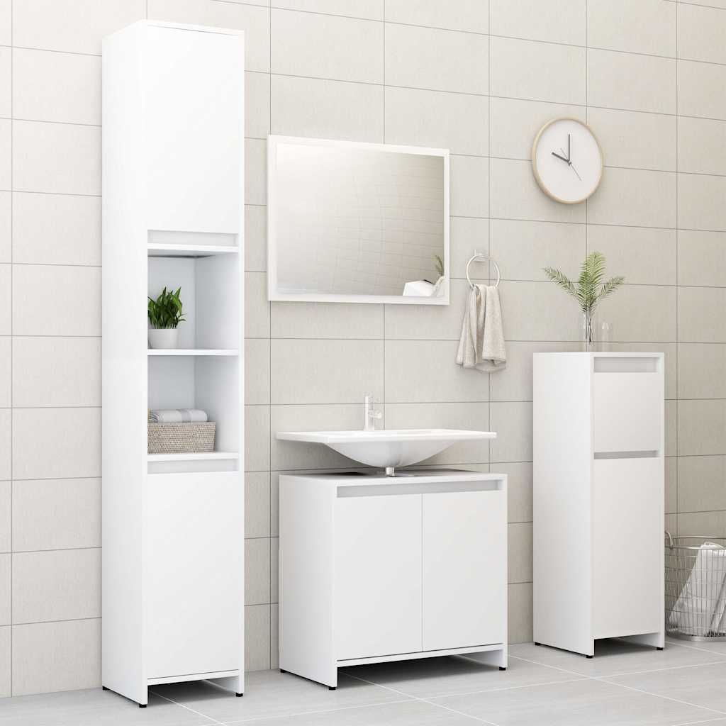 Set Mobili da Bagno 4 pz Bianco in Truciolato vidaXL