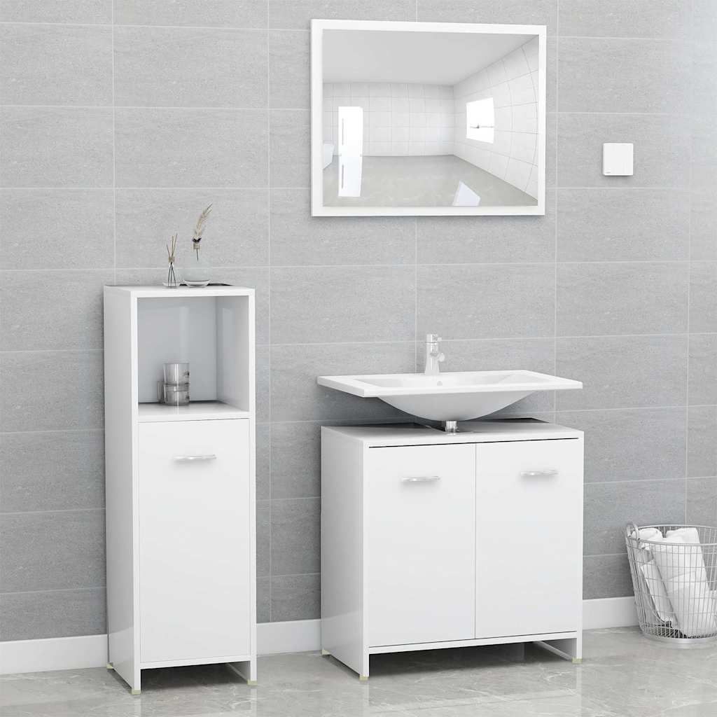 Set Mobili da Bagno 4 pz Bianco in Legno Multistrato vidaXL