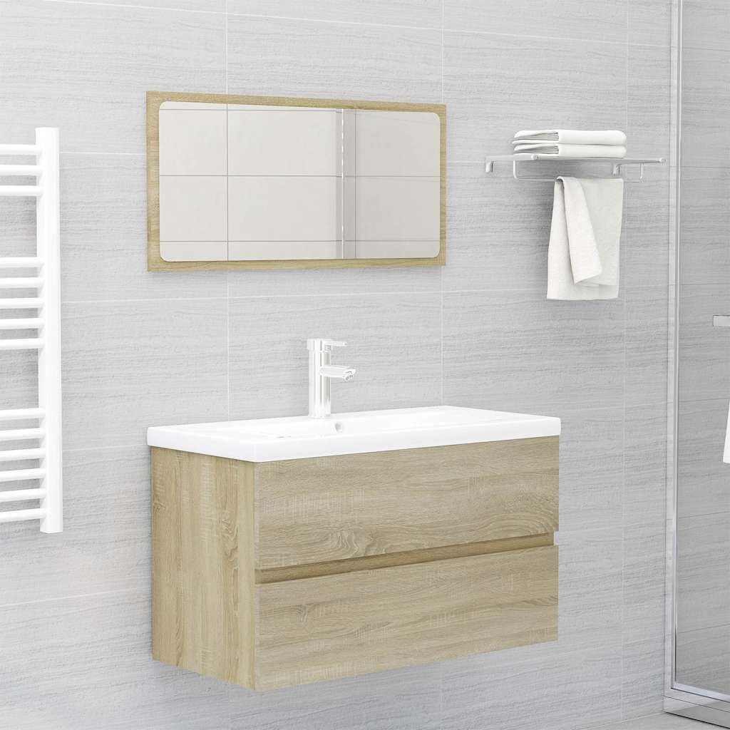 Set Mobili da Bagno Rovere Sonoma in Legno Multistrato vidaXL