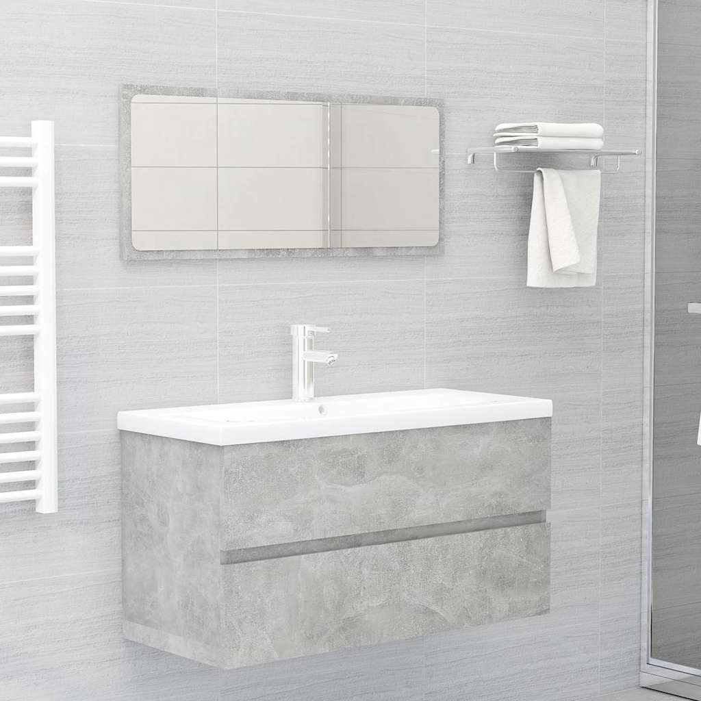 Set Mobili da Bagno Grigio Cemento in Legno Multistrato vidaXL