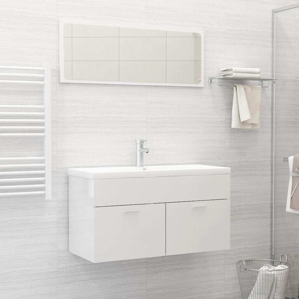 Set Mobili da Bagno Bianco Lucido in Truciolato vidaXL