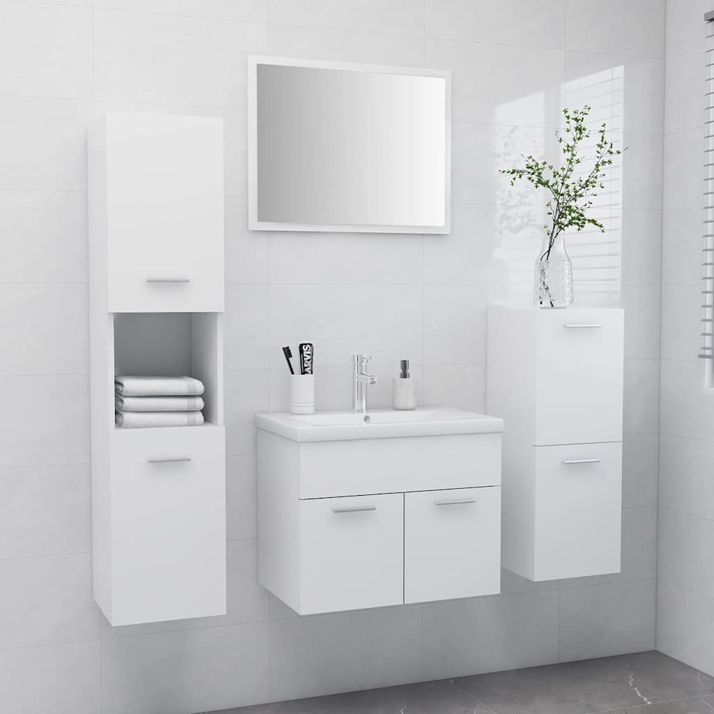 Set Mobili da Bagno Bianco in Legno Multistrato vidaXL