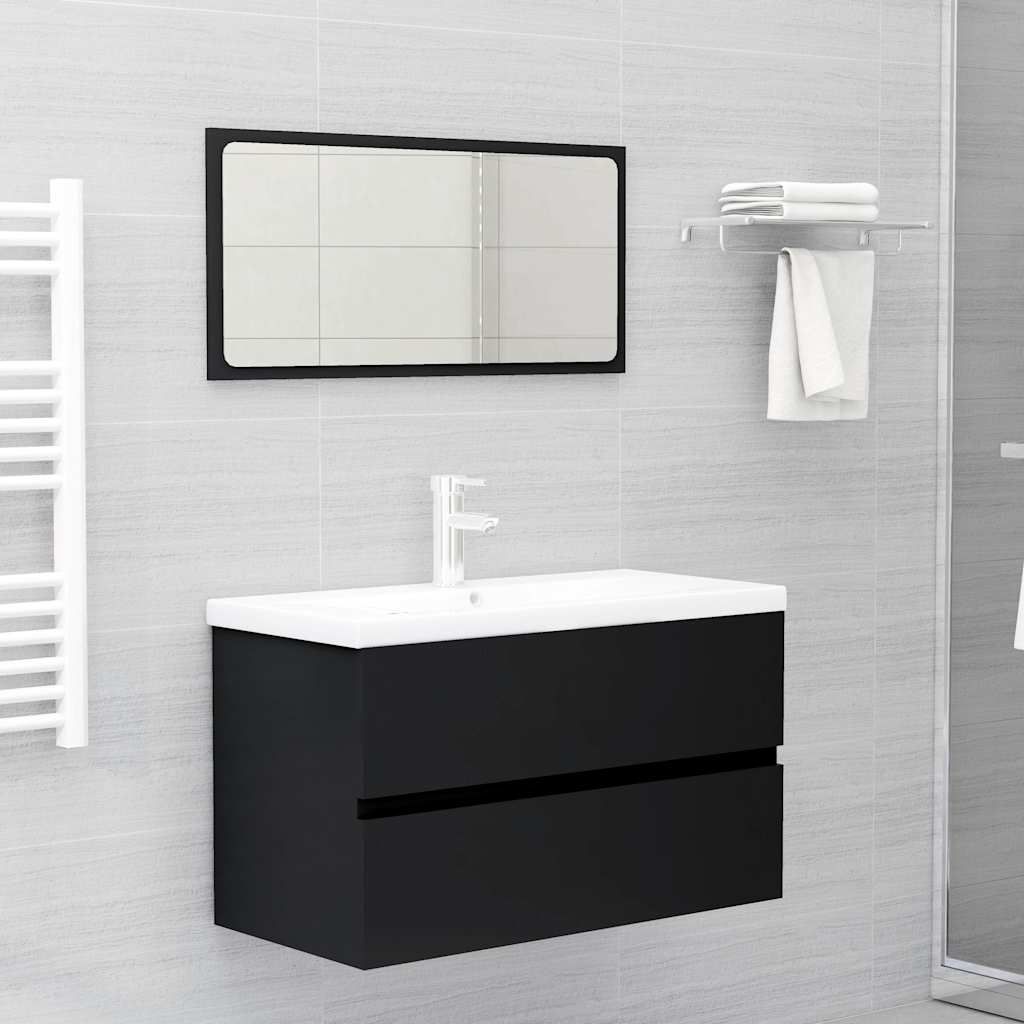 Set Mobili da Bagno Nero in Legno Multistrato vidaXL