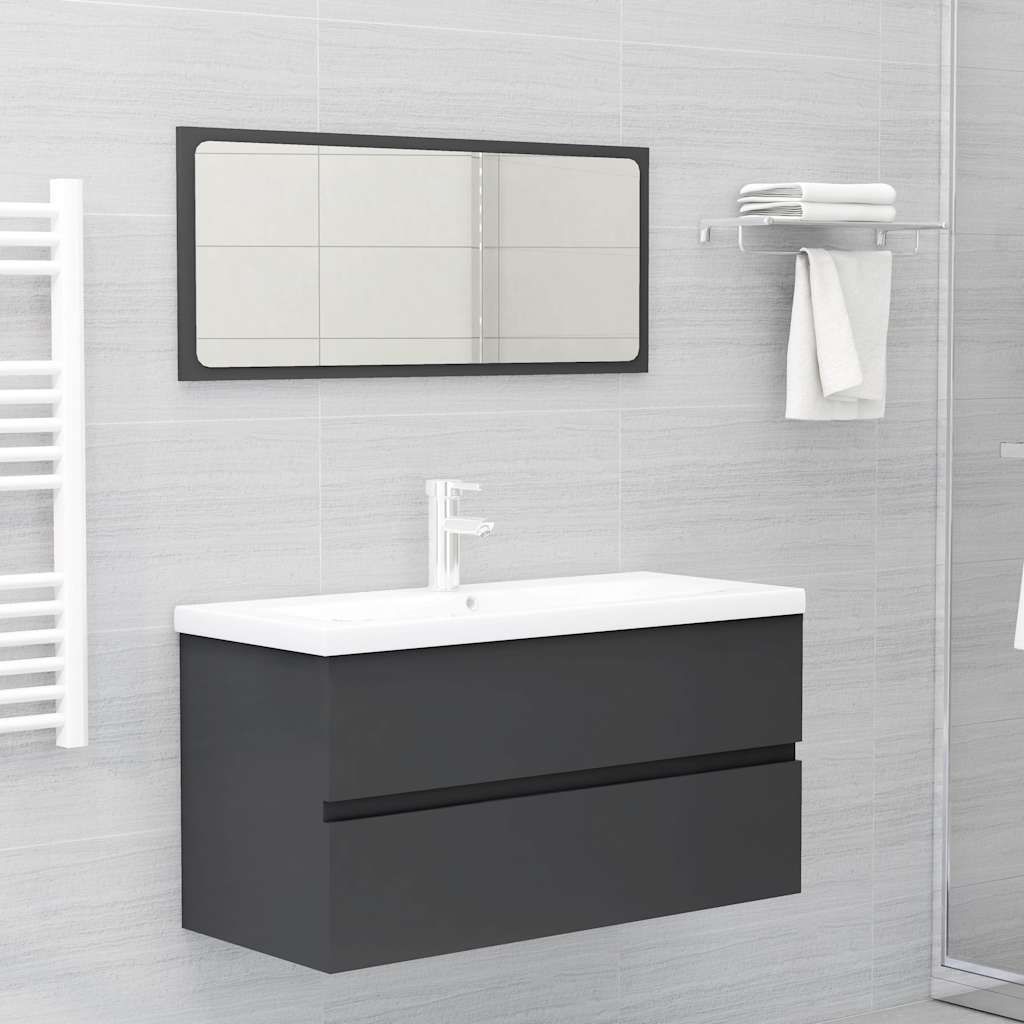 Set Mobili da Bagno Grigio in Legno Multistrato vidaXL