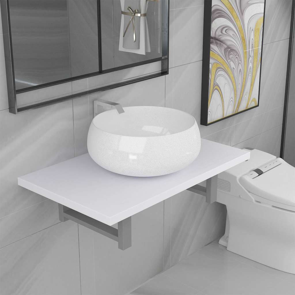Set Mobili da Bagno 2 pz Ceramica Bianco vidaXL