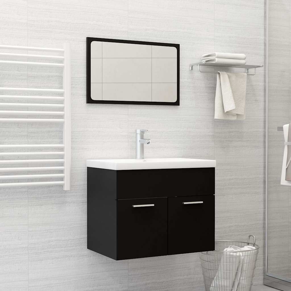 Set Mobili da Bagno Nero in Legno Multistrato vidaXL