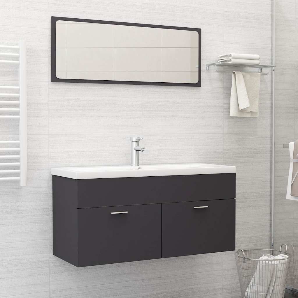 Set Mobili da Bagno Grigio in Truciolato vidaXL