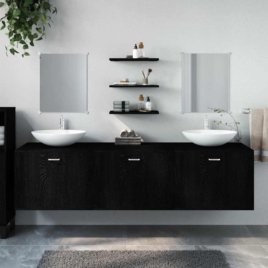 Set Mobili da Bagno 6 pz Nero in Legno Multistrato vidaXL