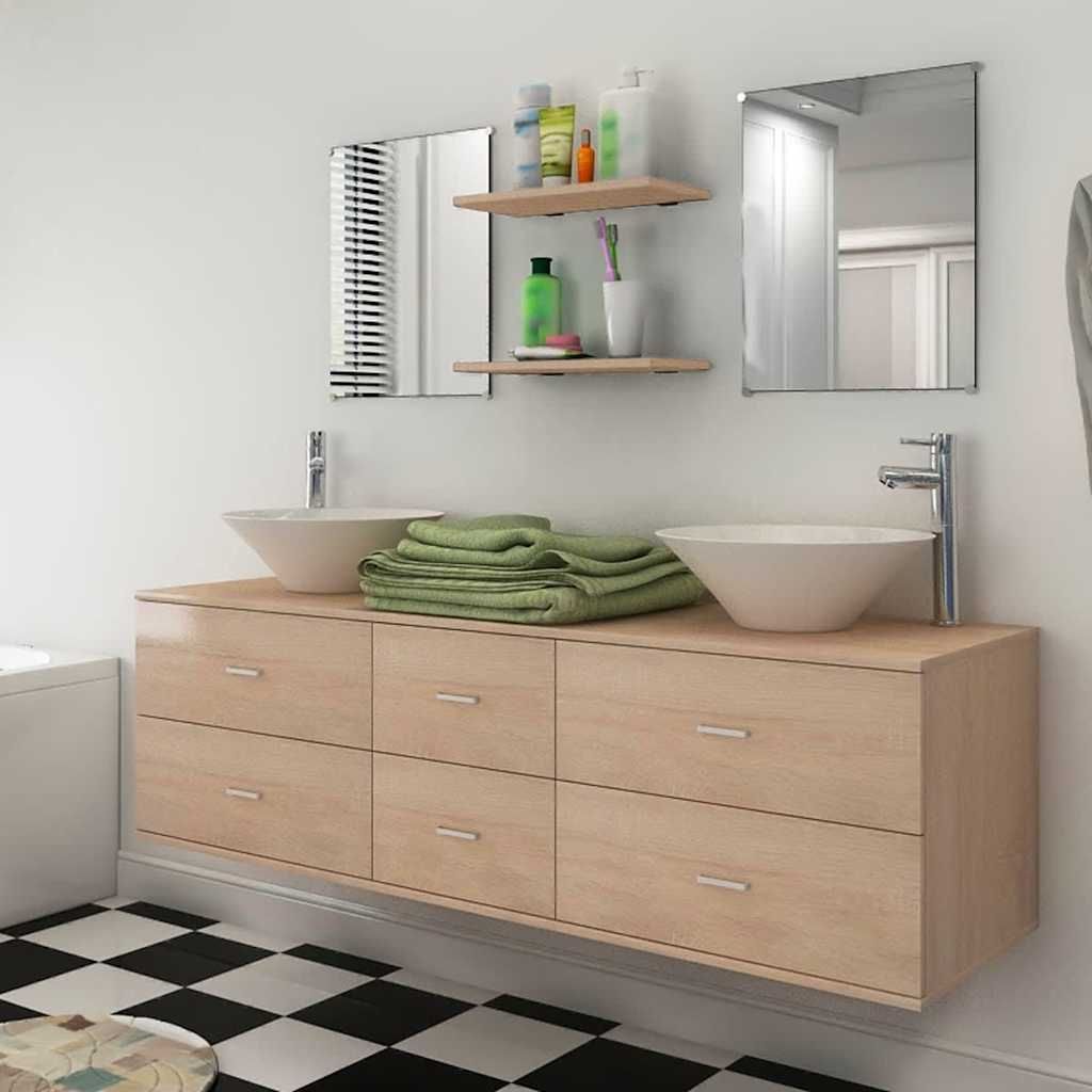 Set Mobili da Bagno con Lavabo 7 pz Beige vidaXL