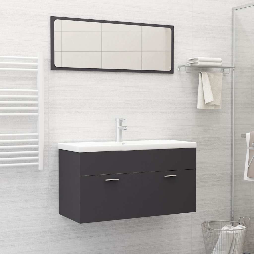 Set Mobili da Bagno Grigio in Truciolato vidaXL