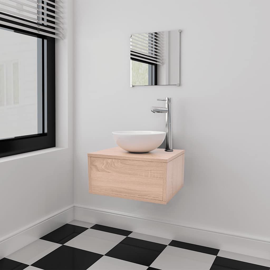 Mobili da Bagno con Lavabo Set 3 pz Beige vidaXL