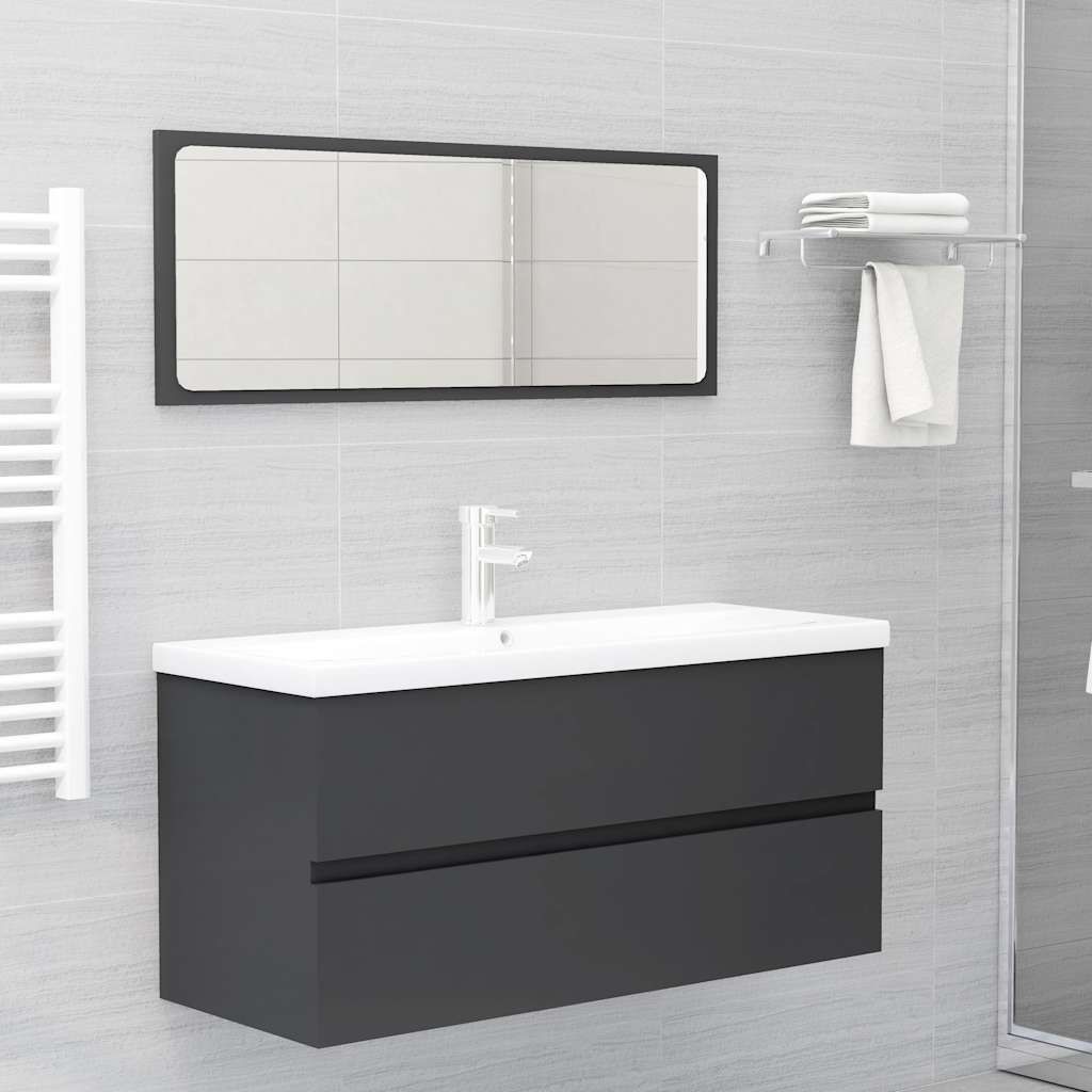 Set Mobili da Bagno Grigio in Legno Multistrato vidaXL