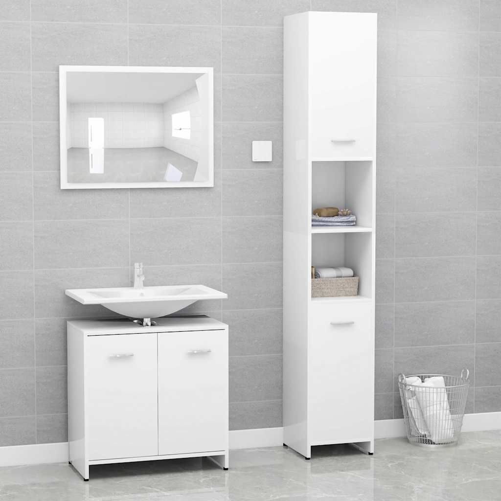 Set Mobili da Bagno 3 pz Bianco in Truciolato vidaXL