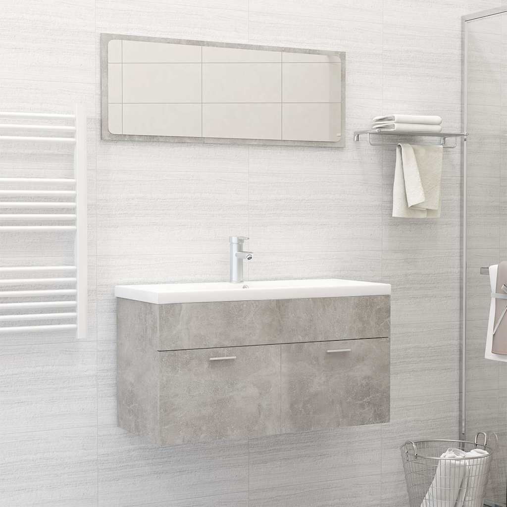 Set Mobili da Bagno Grigio Cemento in Truciolato vidaXL